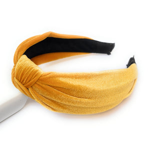 mardi gras headband, mardi gras knot headband, yellow headband, yellow velvet headband