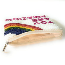 Load image into Gallery viewer, Rainbow beaded purse, Pride Rainbow coin purse, pride purse, Rainbow coin purse, Rainbow accessories, lgbtq gifts, lgbt headbands, LGBT gifts, pride month gifts, pride rainbow band, LGBT rainbow accessory, LGBT pride accessory, rainbow accessories, pride month, pride coin purse, pride beaded coin purse, love is love purse, love is love pride month, love is love beaded purse, gay gifts, rainbow purse, LGBTQ rainbow purse, LGBTQ pride purse, LGBTQ beaded gifts, LGBTQ gifts for him or her.