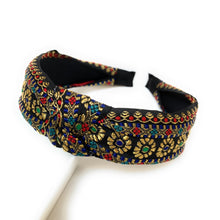 Load image into Gallery viewer, headband for women, fashion headbands, womens headband, headbands for women, stylish headbands, headband style, top knot headband, woven top knot headband, head band, hair band, trendy headbands, top knotted headband, spring headband, summer headbands, handmade headbands, top knotted headband, knotted headband, head band, hair band for women, trendy headband, fashion headbands, twist headband, headband style, hair accessories, twist knotted headband, twisted headband, embroidered twist headband