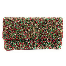 Load image into Gallery viewer, Christmas beaded clutch, Christmas clutch, Red green clutch, Christmas Accessories, Red beaded purse, Best Seller, Holiday Red clutch, best selling items, red green sequin clutch, Christmas gifts, Christmas sequin clutch, sequin accessories, Christmas bag, Red holiday clutch, Holiday gifts, Holiday purses, Christmas clutch, Red beaded clutch, Green beaded clutch, red green beaded clutch, Holiday Bags, evening clutches, Elegant evening clutch, holiday crossbody bag