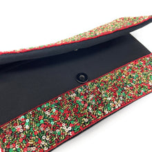 Load image into Gallery viewer, Christmas beaded clutch, Christmas clutch, Red green clutch, Christmas Accessories, Red beaded purse, Best Seller, Holiday Red clutch, best selling items, red green sequin clutch, Christmas gifts, Christmas sequin clutch, sequin accessories, Christmas bag, Red holiday clutch, Holiday gifts, Holiday purses, Christmas clutch, Red beaded clutch, Green beaded clutch, red green beaded clutch, Holiday Bags, evening clutches, Elegant evening clutch, holiday crossbody bag