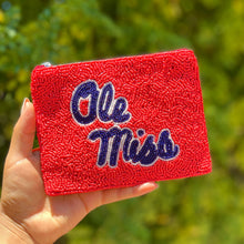Load image into Gallery viewer, Beaded coin purse, beaded coin pouch, GameDay Purse, Beaded pouch, Coin purse, coin pouch, College GameDay pouch, college coin purse, college coin pouch, beaded purse, best friend gift, college coin bag, college gameday gift, war eagle pouch, hotty toddy coin pouch, florida gators college gifts, go gators fan, college gifts, college football coin purse, florida gators football, Ole Miss coin pouch, Ole Miss coin purse, ole miss beaded coin purse, ole miss beaded coin pouch, ole miss rebells coin purse