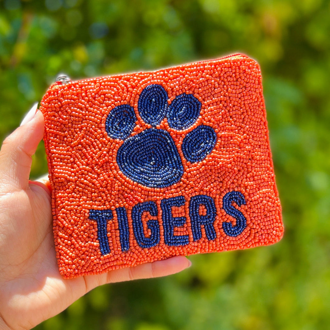 Beaded coin purse, beaded coin pouch, GameDay Purse, Beaded pouch, Coin purse, coin pouch, College GameDay pouch, Hotty Toddy, War Eagle, Go tigers football mascot, college coin purse, college coin pouch, beaded purse, best friend gift, college coin bag, college gameday gift, Auburn tigers coin pouch, war eagle pouch, hotty toddy coin purse, hotty toddy coin pouch, hotty toddy gifts, hotty toddy fan, college gifts, college football coin purse, Tigers football, orange blue coin pouch