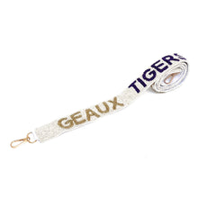 Load image into Gallery viewer, Beaded Purse Strap, Crossbody Purse Strap, GameDay Purse Strap, Beaded Bag Strap, College GameDay Strap, Hotty Toddy, War Eagle, Geaux tigers team, beaded purse strap, beaded strap, guitar strap, beaded guitar strap, bag strap, best friend gift, crossbody strap, camera strap, handbag strap, college gameday gift, college team strap, college game strap, college gifts, college game day gifts for her, college football straps, LSU college, Geaux tigahs 