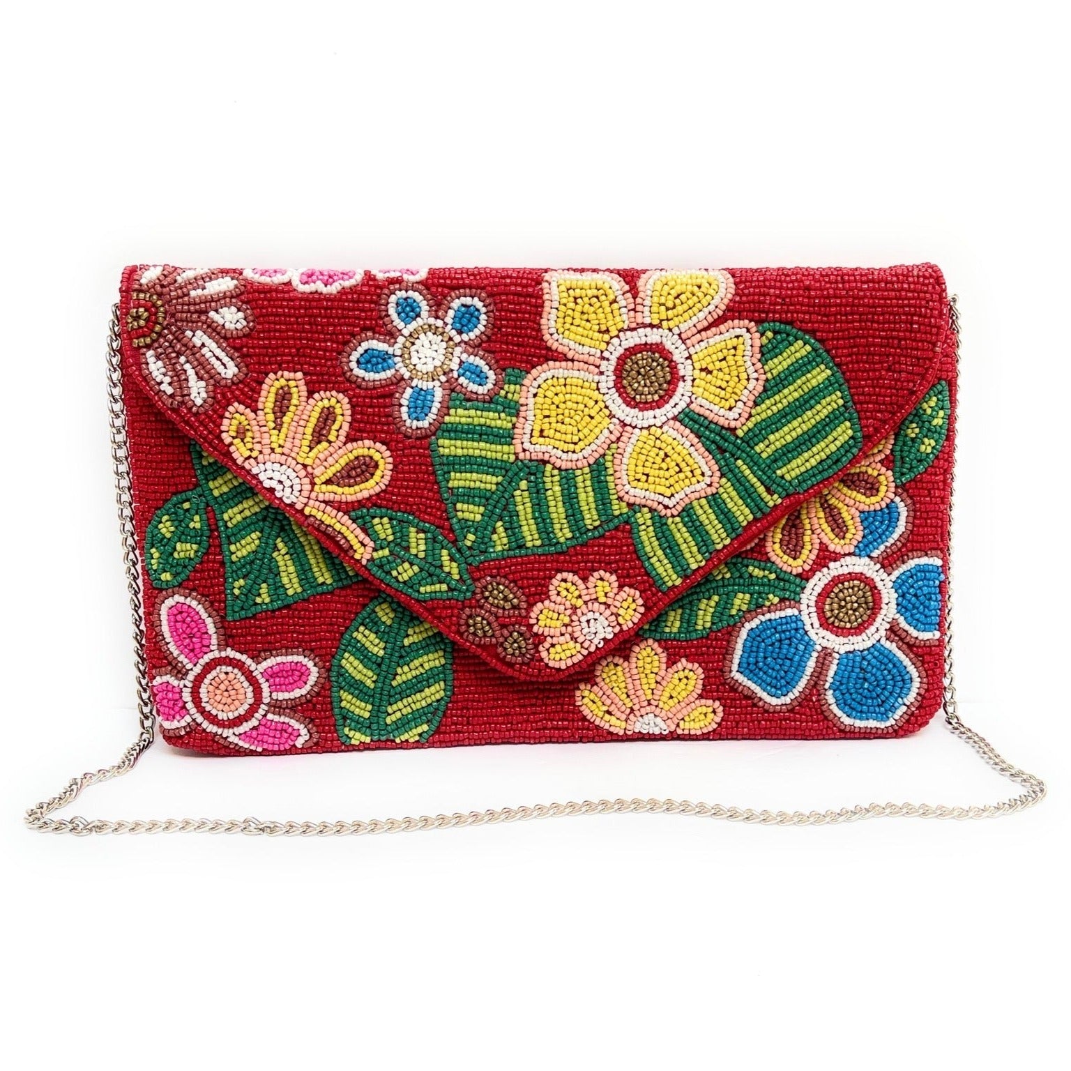 Women's Ethnic Mirror Work Multicolour Silk Fabric Embroidery Potli Bag /  Clutch / Bridal Clutch - ETHICA ONLINE