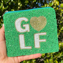 Load image into Gallery viewer, Coin Purse Pouch, Beaded Coin Purse, Cute Coin Purse, Beaded Purse, Summer Coin Purse, Best Friend Gift, Pouches, Boho bags, Wallets for her, beaded coin purse, boho purse, gifs for her, cute pouches, pouches for women, boho pouch, boho accessories, best friend gifts, coin purse, coin pouch, money coin pouch, friend gift, girlfriend gift, miscellaneous gifts, best seller, best selling items, bachelorette gifts, birthday gifts, preppy beaded wallet, Golf lover gifts, Golf Lover coin pouch, love Golf