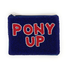 Load image into Gallery viewer, Beaded coin purse, beaded coin pouch, GameDay Purse, Beaded pouch, Coin purse, coin pouch, College GameDay pouch, college coin purse, college coin pouch, beaded purse, best friend gift, college coin bag, college gameday gift, war eagle pouch, hotty toddy coin pouch, florida gators college gifts, go gators fan, college gifts, college football coin purse, SMU Pony Up football, PONY UP coin pouch, SMU coin purse, SMU Pony Up beaded coin purse, SMU pony up beaded coin pouch, Pony up coin purse