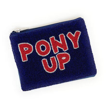 Load image into Gallery viewer, Beaded coin purse, beaded coin pouch, GameDay Purse, Beaded pouch, Coin purse, coin pouch, College GameDay pouch, college coin purse, college coin pouch, beaded purse, best friend gift, college coin bag, college gameday gift, war eagle pouch, hotty toddy coin pouch, florida gators college gifts, go gators fan, college gifts, college football coin purse, SMU Pony Up football, PONY UP coin pouch, SMU coin purse, SMU Pony Up beaded coin purse, SMU pony up beaded coin pouch, Pony up coin purse