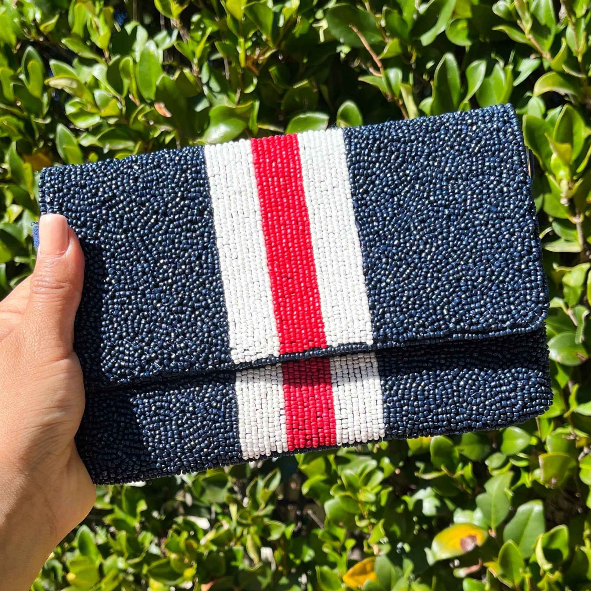 Blue White Red Beaded Bag | Twine and Love Crossbody Bag