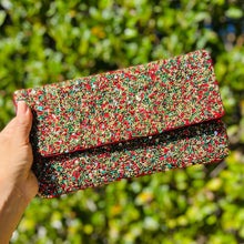 Load image into Gallery viewer, Christmas beaded clutch, Christmas clutch, Red green clutch, Christmas Accessories, Red beaded purse, Best Seller, Holiday Red clutch, best selling items, red green sequin clutch, Christmas gifts, Christmas sequin clutch, sequin accessories, Christmas bag, Red holiday clutch, Holiday gifts, Holiday purses, Christmas clutch, Red beaded clutch, Green beaded clutch, red green beaded clutch, Holiday Bags, evening clutches, Elegant evening clutch, holiday crossbody bag