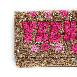 YEEHAW Beaded Clutch Purse, Gold Beaded Clutch Bag, Beaded Clutch Purse, Country Girl Gifts, Party Clutch Purse, Birthday Gift, Bridal Gift, Party Bag, gold Beaded clutch purse, Yeehaw seed bead clutch, yeehaw accessories, engagement gift, gifts for bachelorette, crossbody purse, best friend gifts, yeehaw clutch, yeehaw beaded purse, cowgirl purse, western purse, country music lover gifts, lets go girls, bachelorette gifts
