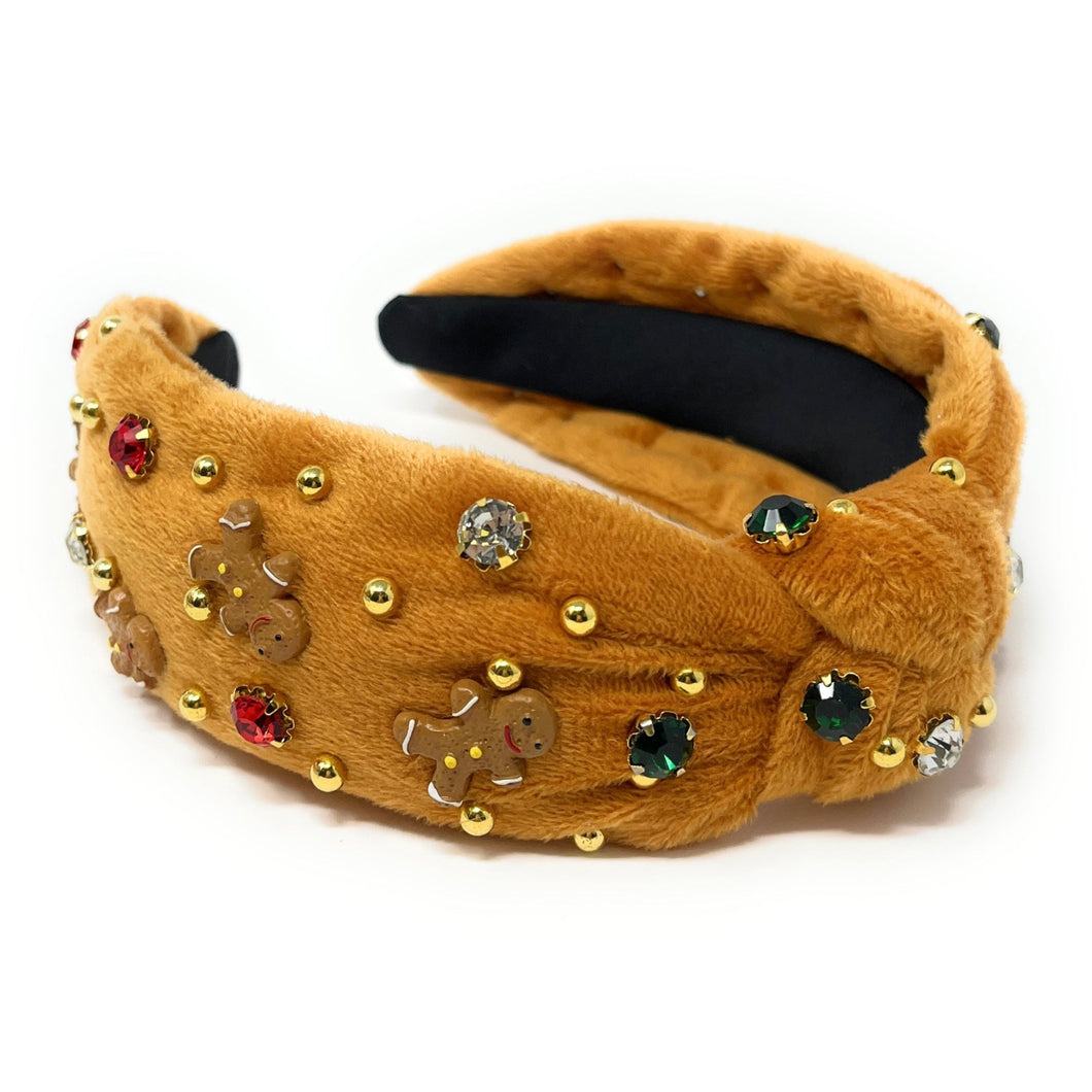 Christmas Jeweled Headband, Christmas Knotted Headband, Gingerbread Knotted Headband, Christmas Hair Accessories, Gingerbread Headband, Best Seller, headbands for women, best selling items, knotted headband, hairbands for women, Christmas gifts, Christmas knot Headband, Red hair accessories, Christmas headband, Red holiday headband, Statement headband, Gingerbread gifts, embellished knot headband, jeweled knot headband, Brown Jeweled headband, Gingerbread Embellished headband, Christmas embellished headband
