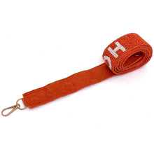 Load image into Gallery viewer, Beaded Purse Strap, Crossbody Purse Strap, GameDay Purse Strap, Beaded Bag Strap, College Game Day Strap, Hotty Toddy, War Eagle, Hook’em horns strap, beaded purse strap, beaded strap, guitar strap, texas university fan, Hook’em bag strap, best friend gift, crossbody strap, camera strap, handbag strap, college gameday gift, college team strap, college game strap, college gifts, college game day gifts, college football straps, Horns beaded strap, Hook’em beaded strap, texas longhorns football 