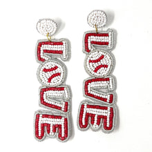 Load image into Gallery viewer, baseball Beaded Earrings, beaded baseball Earrings, Baseball Earrings, white baseball Beaded Earrings, Dodgers earrings, baseball lover beaded earrings, Baseball spirit wear beaded earrings, baseball team spirit earrings, Beaded earrings, baseball bead earrings, baseball seed bead earrings, baseball gifts, baseball sport accessories, baseball lover beaded accessories, Baseball fan accessories, gifts for baseball lover, baseball gifts for mom, best Selling items