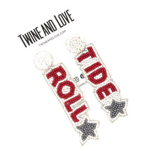 Load image into Gallery viewer, Football Earrings, GameDay Earrings, College Football Earrings, Team Earrings, GameDay Outfit, Roll Tide earrings, earrings for women, summer earrings, game day earrings, Roll Tide earrings, team game, college team earrings, game day outfit, football earrings, college gifts, Alabama earrings, team earrings, college team gifts, Roll Tide college earrings, team beaded earrings, college earrings, gameday outfit, Roll Tide beaded earrings, Roll tide college gifts, Roll Tide beaded earrings for her