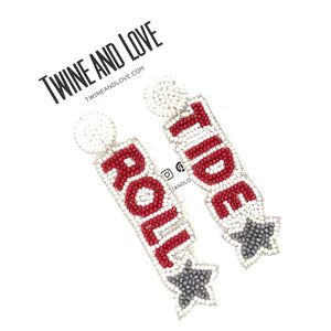 Football Earrings, GameDay Earrings, College Football Earrings, Team Earrings, GameDay Outfit, Roll Tide earrings, earrings for women, summer earrings, game day earrings, Roll Tide earrings, team game, college team earrings, game day outfit, football earrings, college gifts, Alabama earrings, team earrings, college team gifts, Roll Tide college earrings, team beaded earrings, college earrings, gameday outfit, Roll Tide beaded earrings, Roll tide college gifts, Roll Tide beaded earrings for her