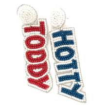 Load image into Gallery viewer, Football Earrings, Beaded Stud Earrings, GameDay Earrings, College Football Earrings, Beaded Stud Team Earrings, GameDay Outfit, Hotty Toddy, earrings for women, summer earrings, game day earrings, gameday earrings, team game earrings for college, college team earrings, game day outfit, football earrings, college gifts, LSU, team earrings, college team gifts, go tigers, team beaded earrings, college earrings, gameday outfit, gameday earrings, Hotty toddy earrings, Hotty toddy college gifts