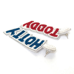 Football Earrings, Beaded Stud Earrings, GameDay Earrings, College Football Earrings, Beaded Stud Team Earrings, GameDay Outfit, Hotty Toddy, earrings for women, summer earrings, game day earrings, gameday earrings, team game earrings for college, college team earrings, game day outfit, football earrings, college gifts, LSU, team earrings, college team gifts, go tigers, team beaded earrings, college earrings, gameday outfit, gameday earrings, Hotty toddy earrings, Hotty toddy college gifts