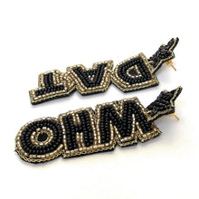 Load image into Gallery viewer, Football Earrings, GameDay Earrings, Football Earrings, Team Earrings, Game Day Outfit, Saints earrings, earrings for women, summer earrings, game day earrings, New Orleans Saints earrings, team game, college team earrings, game day outfit, football earrings, college gifts, Saints earrings, team earrings, college team gifts, New Orleans Saints earrings, team beaded earrings, college earrings, gameday outfit, Whot Dat beaded earrings, Saints earrings, New Orleans Saints gifts, Saints beaded earrings