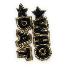 Load image into Gallery viewer, Football Earrings, GameDay Earrings, Football Earrings, Team Earrings, Game Day Outfit, Saints earrings, earrings for women, summer earrings, game day earrings, New Orleans Saints earrings, team game, college team earrings, game day outfit, football earrings, college gifts, Saints earrings, team earrings, college team gifts, New Orleans Saints earrings, team beaded earrings, college earrings, gameday outfit, Whot Dat beaded earrings, Saints earrings, New Orleans Saints gifts, Saints beaded earrings