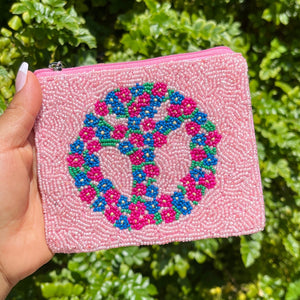 Coin Purse Pouch, Beaded Coin Purse, bead Coin Purse, Beaded Purse, Summer Coin Purse, Best Friend Gift, Pouches, Boho bags, Wallets for her, beaded coin purse, boho gifts for her, cute pouch, boho pouch, boho accessories, best friend gifts, coin purse, coin pouch, money coin pouch,  girlfriend gift, miscellaneous gifts, best seller, best selling items, bachelorette gifts, birthday gifts, preppy beaded wallet, party favors, peace sign coin purse, peace sign coin pouch, wallets for girls to return to school 