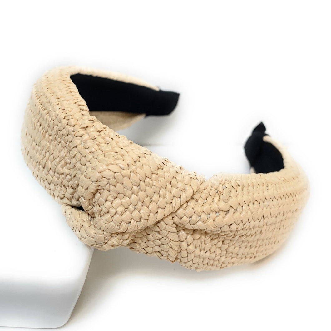 headband for woman, fashion headbands, womens headband, headbands for women, stylish headbands, headband style, top knot headband, woven top knot headband, head band, hair band, trendy headbands, raffia woven headband, women top knot headband, summer headbands, beige headband, beige top knot headband, handmade headbands, top knotted headband, knotted headband, spring headband, light brown headband, beige top knotted headband
