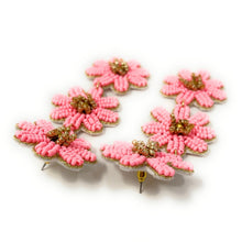 Load image into Gallery viewer, floral Beaded Earrings, beaded daisy Earrings, floral Earrings, daisy love Beaded Earrings, daisy flower earrings, floral lover bead earrings, daisy beaded earrings, neon pink earrings, Beaded earrings, pink Love bead earrings, pink seed bead earrings, floral accessories, spring summer accessories, spring summer earrings, gifts for mom, floral multicolor earrings, best friend gifts, birthday gifts, flower earrings, flower beaded earrings, neon accessories, pink earrings, pink beaded earrings 