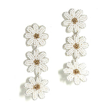 Load image into Gallery viewer, floral Beaded Earrings, beaded daisy Earrings, floral Earrings, daisy love Beaded Earrings, daisy flower earrings, floral lover bead earrings, daisy beaded earrings, white floral earrings, Beaded earrings, white Love bead earrings, white seed bead earrings, floral accessories, spring summer accessories, spring summer earrings, gifts for mom, floral multicolor earrings, best friend gifts, birthday gifts, flower earrings, flower beaded earrings, white earrings accessory, white earrings, white beaded earrings 