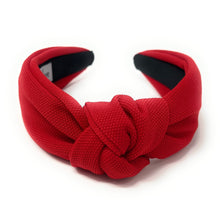 Load image into Gallery viewer, Christmas Headband, Holiday Headbands, red Knot Headband, Red Headbands for Women and Girls, Solid Red Knotted Headband, headband for woman, fashion headbands, red accessories for Christmas, headbands for women, stylish headbands, headband style, top knot headband, top knotted headband, knotted headband, Valentines day headband, red top knotted headband, fall headbands, best selling items, Christmas headband, Holiday Lane Plaid headband, Red knotted headband