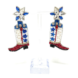 July 4th Earrings, USA  Earrings, Fourth of July Earrings, Independence Day Jewelry, America Earrings, American Earrings, Patriot Earrings, USA Flag Earrings, Flag Patriotic earrings, American Earrings, Star Beaded Earrings, Fourth of July Beaded Earrings, freedom Patriotic Earrings, USA Cowboy Boots Earrings, 4th of July earrings, Cowboy Fashion Earrings, Memorial Day Earrings, USA flag earrings, USA earrings, handmade earrings, Cowgirl USA earrings, red white blue earrings