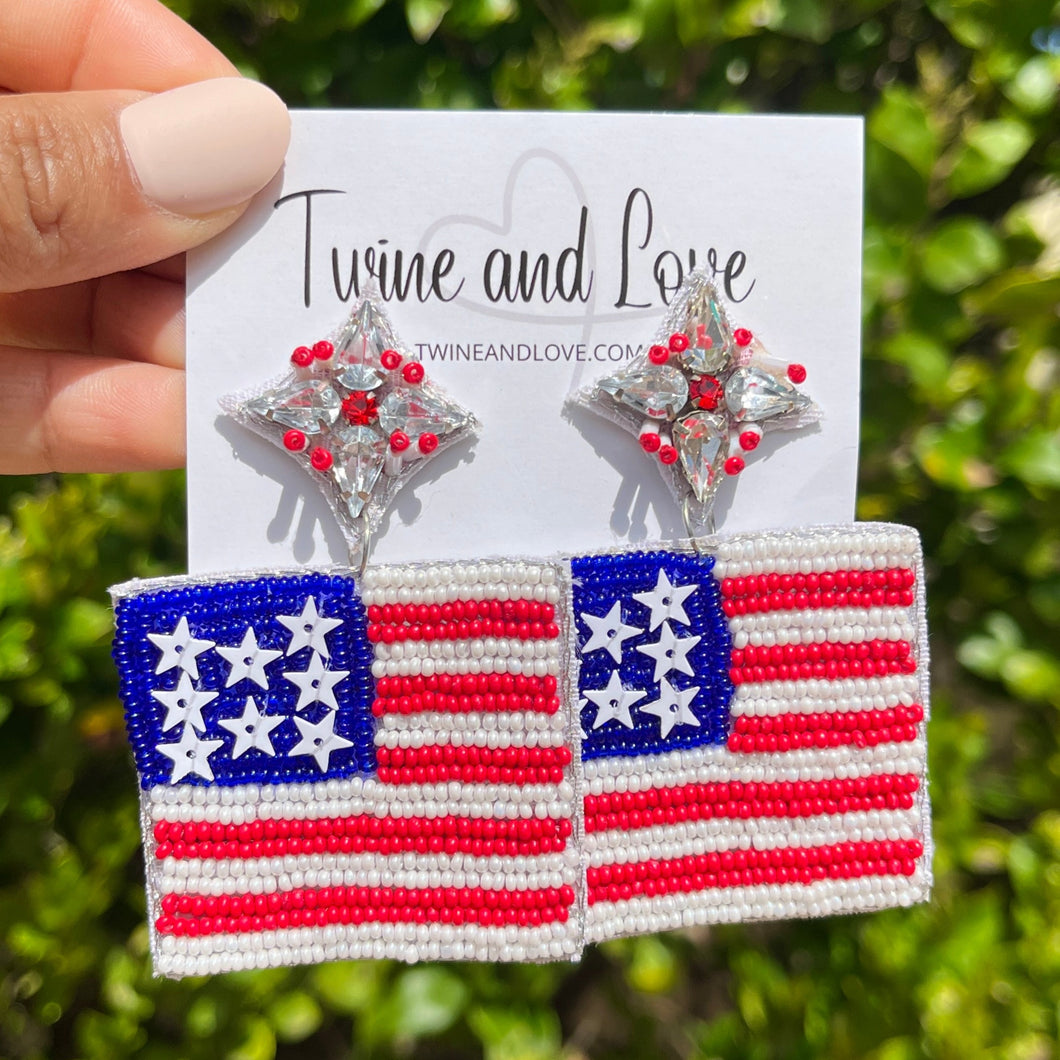 July 4th Earrings, USA  Earrings, Fourth of July Earrings, Independence Day Jewelry, America Earrings, American Earrings, Patriot Earrings, USA Flag Earrings, Flag Patriotic earrings, American Earrings, Star Beaded Earrings, Seed Bead Earrings, Stars & Stripes, freedom Patriotic Earrings, USA Start Earrings, 4th of July flag earrings, Flag Fashion Earrings, Memorial Day Earrings, Stars Beaded, Fashion Statement, USA flag earrings, USA earrings, handmade earrings, Cocktail earrings, red white blue earrings