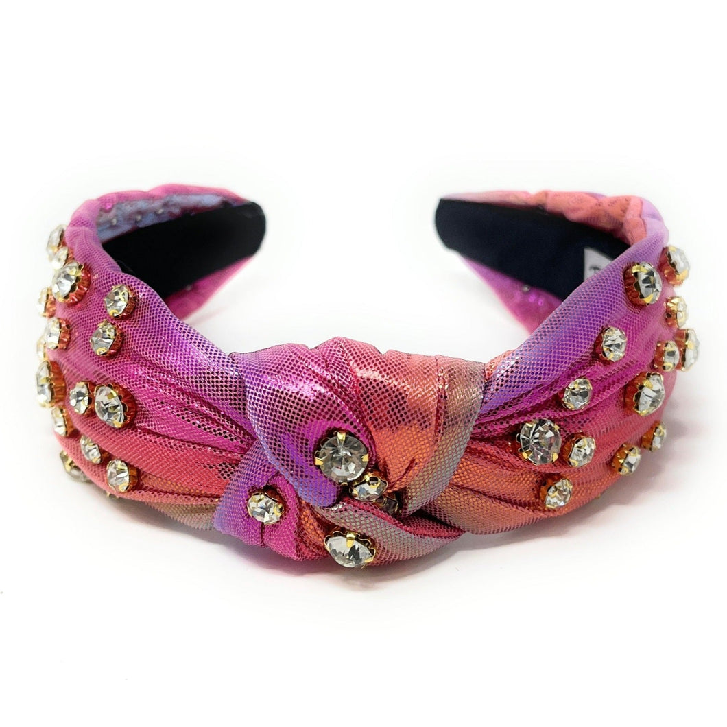 Shimmer Headband for Women and Girls Headbands, Shimmer Hair Accessories, Top Knot Headbands, Metallic Knotted Headband, Rainbow Knot Headband, Shimmer knot Headband, Shimmer Knot Jeweled Headband, Shimmer Jeweled Headbands, Metallic Headband, Rainbow Knot headband, Multicolor knotted headband, Pink metallic knotted headband, orange metallic headband, Pink knot headband, Pink Shimmer headband, Jeweled knot Headband, Embellished knot headband, Statement knot headband, Embellished headband 