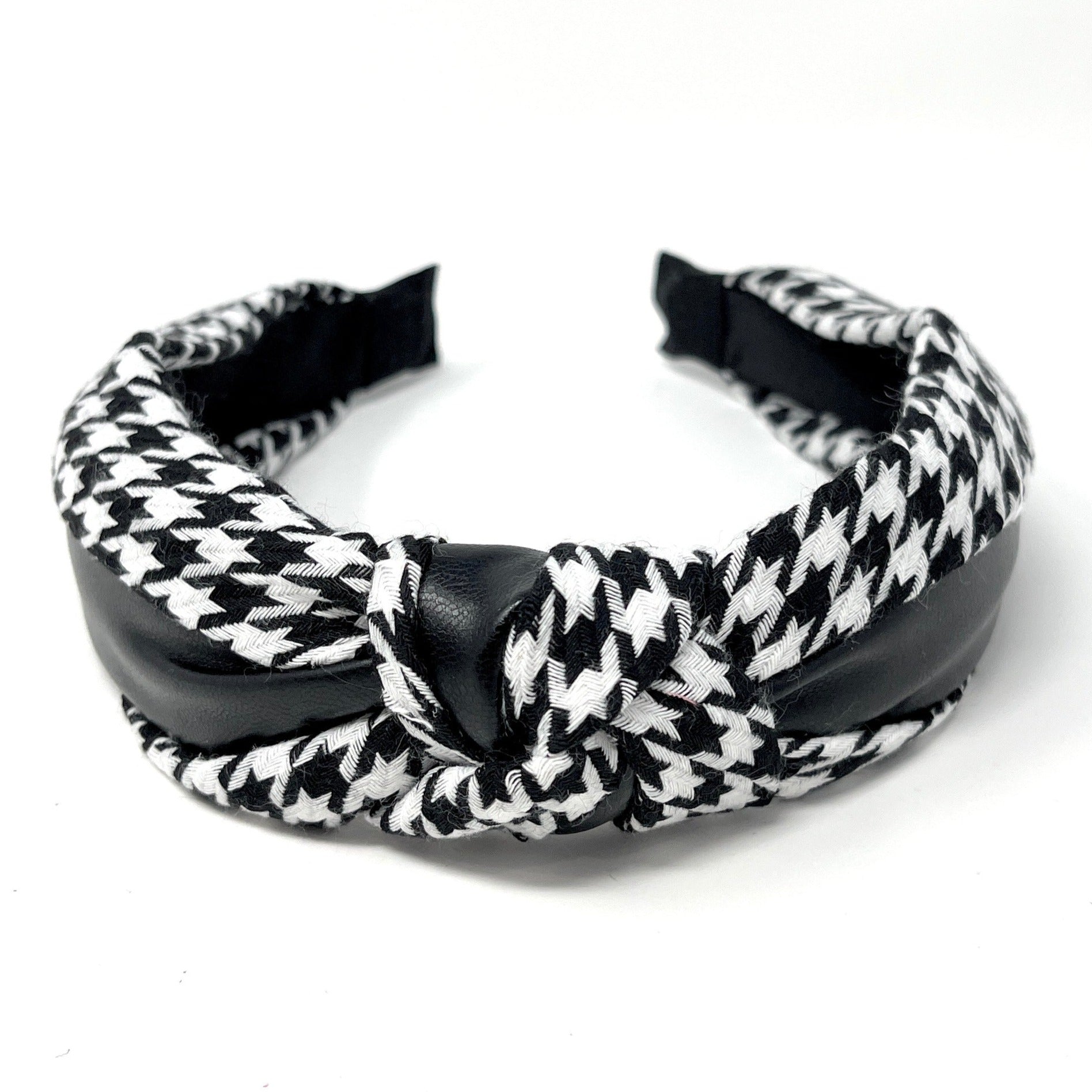 Luxury Houndstooth Silky Big Bow Headband Fashion Pattern veryshine-com-headband-black-  main image 2