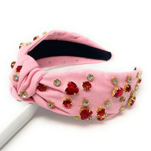 Load image into Gallery viewer, VALENTINES Jeweled Headband, Heart Headbands for Women, Heart Jeweled Knot Headband, Jeweled Knot Headbands, Valentines Day Knotted Headband, knotted headband, birthday gift for her, headbands for women, best selling items, knotted headbands, hair accessories, pink knot headband, valentine headband, valentines headband, valentines day gifts, embellished headband, heart stud headband, red headband, red hearts headband, heart headband for women and girls, bling headband, hearts knot headband, pink headband