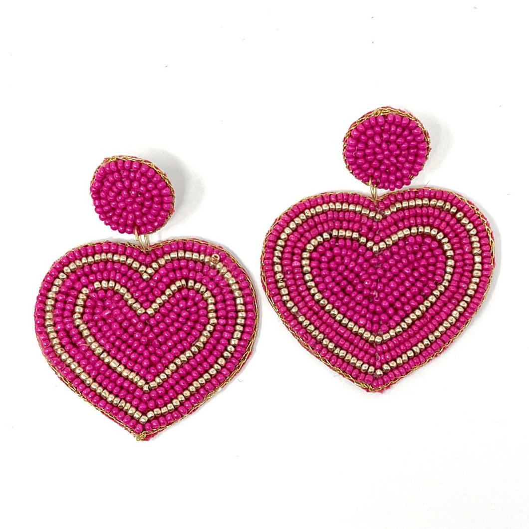  Hearts Beaded Earrings, hot Pink Heart Earrings, Valentines Day Earrings, Valentines Beaded Earrings, Seed Bead, Valentines Heart earrings, red earrings, red beaded earrings, pink beaded earrings, Love beaded earrings, valentines beaded earrings, Hearts earrings, fuchsia hearts earrings, holiday gifts, holiday accessories, holiday beaded accessories, Holiday red accessories, Holiday Valentines earrings, Valentines Day gifts, best Selling items, fuchsia earrings, valentines day gifts for her