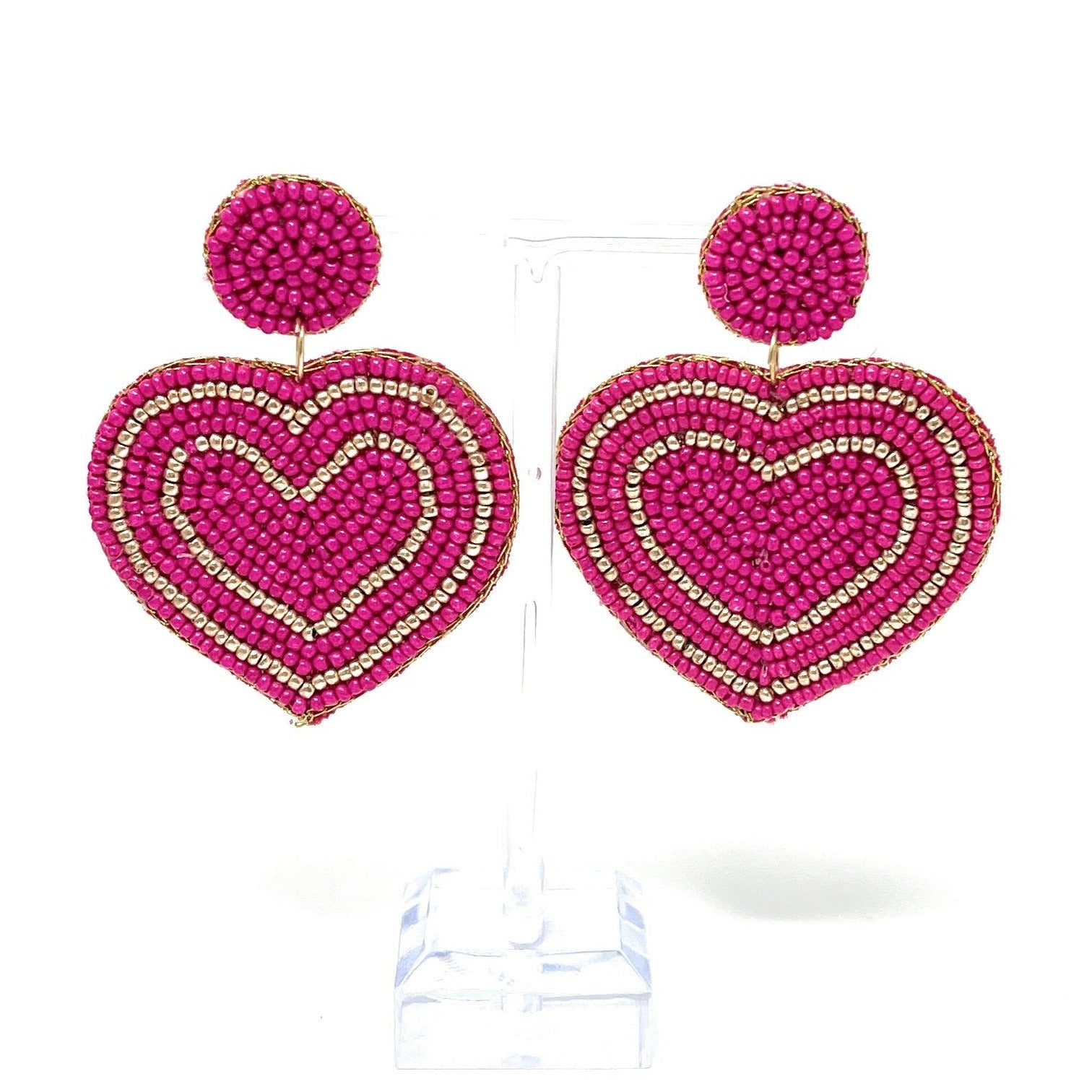 Valentines Beaded Earrings, Valentines Beaded Earrings, Hearts Earrings