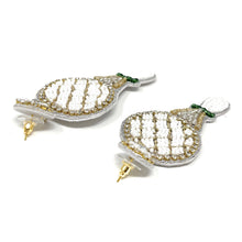 Load image into Gallery viewer, tennis Beaded Earrings, Tennis racket Earrings, Racket tennis Earrings, tennis racket Beaded Earrings, Racket earrings, Tennis lover beaded earrings, white ennis beaded earrings, Tennis earrings, Beaded earrings, Pink bead earrings, Tennis seed bead earrings, Tennis gifts, Tennis sport accessories, tennis lover beaded accessories, Tennis accessories, gifts for tennis lover, Tennis gifts for mom, best Selling items