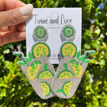 Load image into Gallery viewer, Mojito Beaded Earrings, cocktail Earrings, mojito love Beaded Earrings, cocktail earrings, margarita lover bead earrings, mojito beaded earrings, tequila earrings, beaded cocktail earrings, cocktail bead earrings, mojito bead earrings, cocktail accessories, spring summer accessories, spring summer earrings, gifts for mom, multicolor earrings, best friend gifts, birthday gifts, lightweight cocktail earrings, margarita earrings accessory
