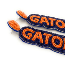 Load image into Gallery viewer, Football Earrings, GameDay Earrings, College Football Earrings, Team Earrings, GameDay Outfit, Horns Hook’em earrings, earrings for women, summer earrings, game day earrings, Gators earrings, team game, college team earrings, game day outfit, football earrings, college gifts, Florida Gators earrings, team earrings, college team gifts, Gators earrings, team beaded earrings, college earrings, gameday outfit, Gators beaded earrings, Florida Gators earrings, Gators college gifts, Florida Gators beaded earrings