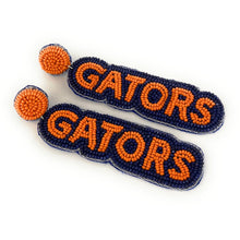 Load image into Gallery viewer, Football Earrings, GameDay Earrings, College Football Earrings, Team Earrings, GameDay Outfit, Horns Hook’em earrings, earrings for women, summer earrings, game day earrings, Gators earrings, team game, college team earrings, game day outfit, football earrings, college gifts, Florida Gators earrings, team earrings, college team gifts, Gators earrings, team beaded earrings, college earrings, gameday outfit, Gators beaded earrings, Florida Gators earrings, Gators college gifts, Florida Gators beaded earrings