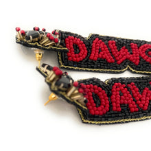 Load image into Gallery viewer, Football Earrings, GameDay Earrings, College Football Earrings, Team Earrings, GameDay Outfit, go dawgs earrings, earrings for women, summer earrings, game day earrings, go dawg earrings, team game, college team earrings, game day outfit, football earrings, college gifts, dawgs earrings, team earrings, college team gifts, Go Dawgs bead earrings, team beaded earrings, college earrings, gameday outfit, Georgia beaded earrings, Beaded Georgia Bulldogs earrings, Georgia college gifts, Black red beaded earrings