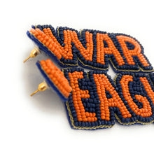 Load image into Gallery viewer, Football Earrings, GameDay Earrings, College Football Earrings, Team Earrings, GameDay Outfit, War eagle earrings, earrings for women, summer earrings, game day earrings, war eagle earrings, team game, college team earrings, game day outfit, football earrings, college gifts, war eagle earrings, team earrings, college team gifts, eagle earrings, team beaded earrings, college earrings, gameday outfit, Auburn beaded earrings, Beaded War Eagle earrings, Eagle college gifts, Blue Orange beaded earrings