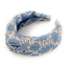 Load image into Gallery viewer, Wide Knotted headband, headbands for women, stylish headbands, headband style, top knot headband, Denim color knot headband, Black headband, Black knot hair band, top knotted headband, knotted headband, nude headband for women, hairband for women, autumn fashion headbands, fall knot headband, autumn knot headband, wide knot headbands for women, Solid knot headbands, solid wide knot headband, solid knot headband, Best seller, Best selling headbands, Nude knot headband, neutral knot headbands