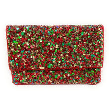 Load image into Gallery viewer, Christmas beaded clutch, Christmas clutch, Red green clutch, Christmas Accessories, Red beaded purse, Best Seller, Holiday Red clutch, best selling items, red green sequin clutch, Christmas gifts, Christmas sequin clutch, sequin accessories, Christmas bag, Red holiday clutch, Holiday gifts, Holiday purses, Christmas clutch, Red beaded clutch, Green beaded clutch, red green beaded clutch, Holiday Bags, evening clutches, Elegant evening clutch, holiday crossbody bag