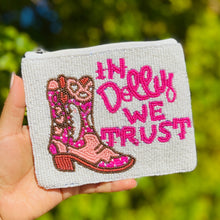 Load image into Gallery viewer, What Would Dolly Do?, Dolly Parton Coin Purse, Beaded Coin Pouch, Beaded Coin Purse, Coin Purse, Best Friend Gift, Country Music Lover Purse, beaded coin purse, coin pouch, coin purse, best friend gifts, birthday gifts, boho pouch, gift card pouch, best selling items, party favor gifts, In Dolly We Trust, cowgirl gifts, country music gift, Dolly Parton fan, Country music lover gifts, cowgirl gifts, Dolly Parton gift, In Dolly We Trust purse