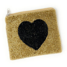 Load image into Gallery viewer, Coin Purse Pouch, Heart Beaded Coin Purse, Gold heart bead Coin Purse, Black heart Beaded Purse, Sunflower Coin Purse, Best Friend Gift, Saints beaded coin purse, Saints Wallets for her, beaded coin purse, saints gifts, boho pouch, boho accessories, best friend gifts, coin purse, sunflower coin pouch, money coin pouch, heart gifts, best selling items, bachelorette gifts, birthday gifts, preppy beaded wallet, party favors, Heart beaded coin pouch, Gold beaded coin pouch, heart accessories. 