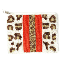 Load image into Gallery viewer, Coin Purse Pouch, leopard Beaded Coin Purse, Gold leopard bead Coin Purse, red striped Beaded Purse, leopard Coin Purse, Best Friend Gift, animal print beaded coin purse, leopard Wallets for her, beaded coin purse, leopard gifts, boho pouch, boho accessories, best friend gifts, coin purse, sunflower coin pouch, money coin pouch, heart gifts, best selling items, bachelorette gifts, birthday gifts, preppy beaded wallet, party favors, leopard striped beaded coin pouch, leopard accessories. 