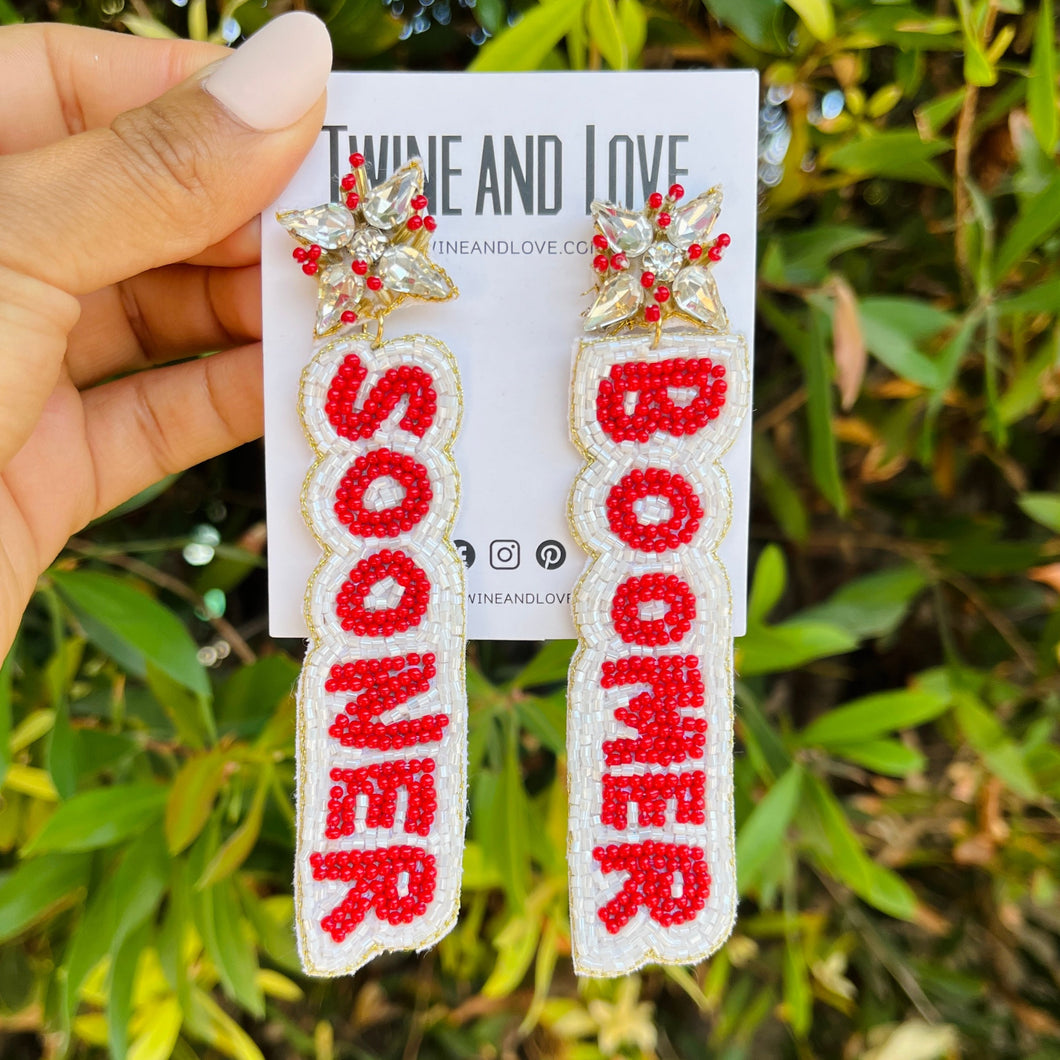 Football Earrings, GameDay Earrings, College Football Earrings, Team Earrings, GameDay Outfit, boomer sooner earrings, earrings for women, summer earrings, game day earrings, boomer earrings, team game, college team earrings, game day outfit, football earrings, college gifts, sooner earrings, team earrings, college team gifts, boomer sooner earrings, team beaded earrings, college earrings, gameday outfit, Boomer beaded earrings, Boomer earrings, Boomer college gifts, Oklahoma beaded earrings
