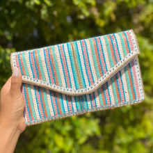 Load image into Gallery viewer, Blue beaded clutch purse, birthday gift for her, Blue seed bead purse, beaded bag, blue beaded handbag, beaded bag, seed bead clutch, summer bag, birthday gift, Blue clutch bag, best friend gifts, engagement gift, bridal gift to bride, bridal gift, sea blue beaded clutch, turquoise bead purse, wedding gift, bride gifts, beaded clutch purse, fall beaded bag, summer bag, boho purse, Light blue beaded clutch purse, blue purse, blue bead purse, best selling items, best seller, sea blue clutch, blue sequins bag