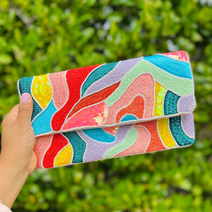 MULTICOLOR beaded clutch purse, birthday gift for her, summer clutch, seed bead purse, beaded bag, palm leaf handbang, beaded bag, seed bead clutch, summer bag, birthday gift for her, clutch bag, seed bead purse, engagement gift, bridal gift to bride, bridal gift, palm leaves purse, gifts to bride, gifts for bride, wedding gift, bride gifts,beaded clutch purse, birthday gift for her, summer clutch, seed bead purse, beaded bag, summer bag, boho purse, Abstract purse, multicolor purse